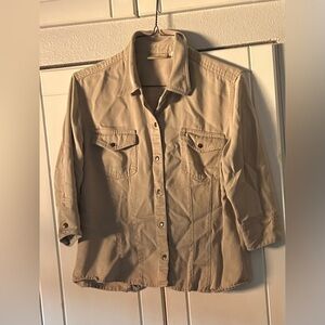 Liz Claiborne Tan Button-Up Shirt/jacket